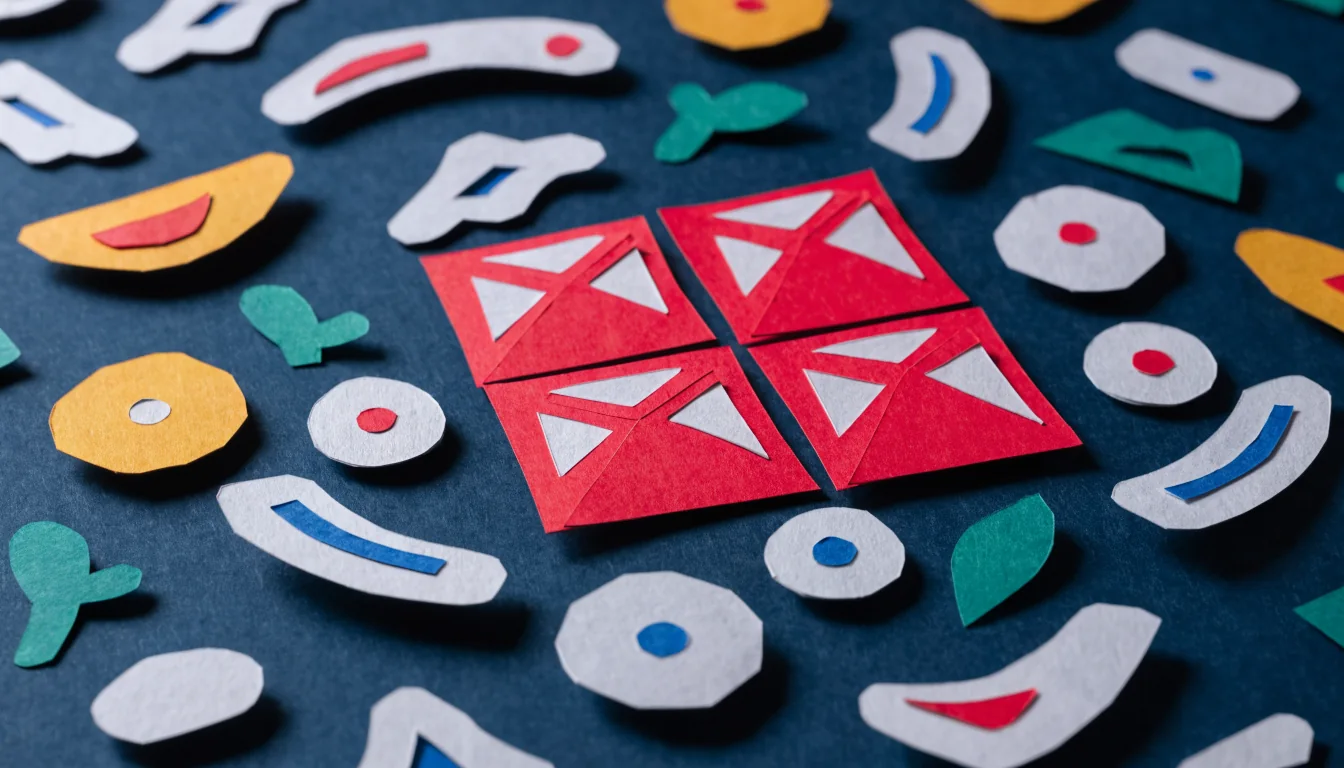 Cluster of matching red gem symbols grouped together on a dark background